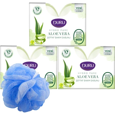 Duru Hydro Pure Aloevera 6 Adet Sabun 3X270 gr Duş Lifi ile