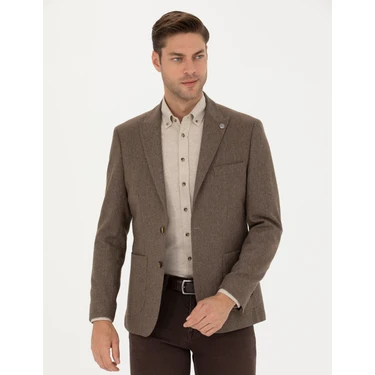 Pierre Cardin Erkek Kahverengi Slim Fit Ceket