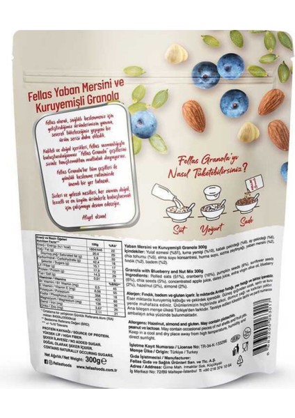 Granola - Yaban Mersinli & Kuruyemişli 300G