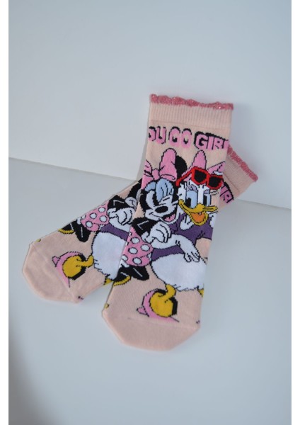 Lisanslı Minnie Mouse ve Daisy Simli Soket 3lü Kız Çocuk Çorap