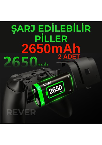 Xbox Kol Gamepad Şarj Edilebilir Piller 2650mAh Xbox One / S / X Serisi Kol Uyumlu Şarj İstasyonu