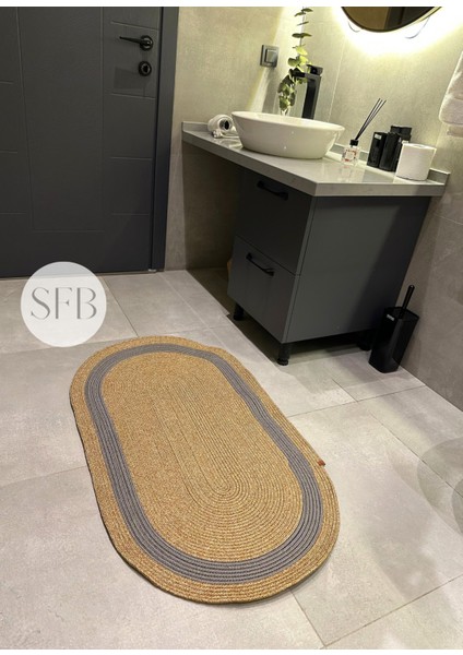 Home Turko Moderin, Hasır, Jüt, Naturel, Jüt Dekoratif, Kilim, Banyo, Salon, Mutfak Halısı Hediyelik, Ev Eşyası