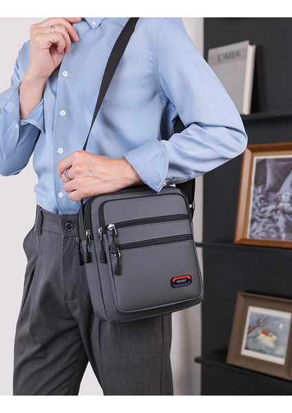 Yeni Erkek Tek Omuzlu Crossbody Çanta Rahat Taşınabilir Dikey Büyük Kapasiteli Çanta Basit Iş Erkek Omuz Çantası (Yurt Dışından)