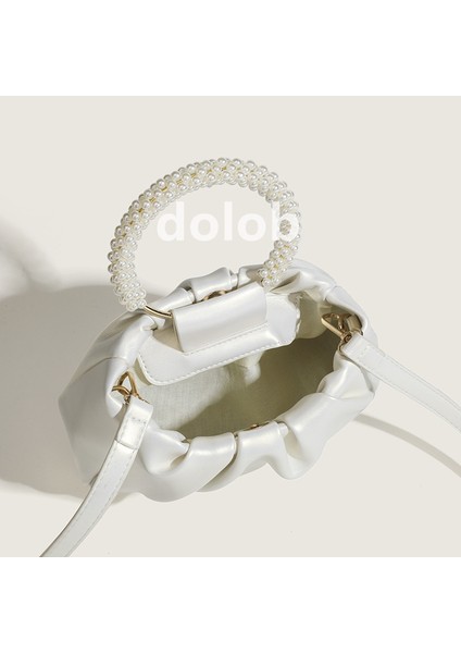 Tatlı Kız Buruşuk Inci Çanta Kadın 2023 Yeni Hafif Lüks Niş Bulut Omuz Çantası Messenger Çanta (Yurt Dışından) indirimleri