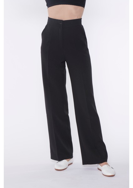 Siyah Yüksek Bel Palazzo Pantolon