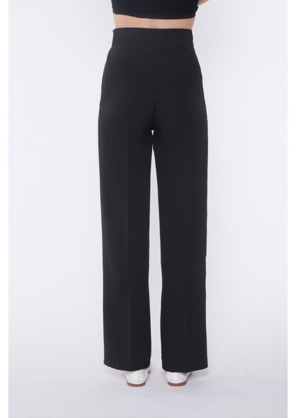Siyah Yüksek Bel Palazzo Pantolon fırsatları