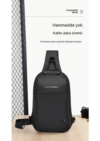 Göğüs Çantası Erkek Çapraz Çanta Büyük Kapasiteli Sırt Çantası Su Geçirmez Oxford Kumaş Göğüs Çantası Erkek Omuz Çantası Erkek Omuz Çantası (Yurt Dışından)