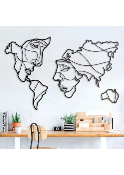Dünya Haritası Iki Kadın 70X45 cm