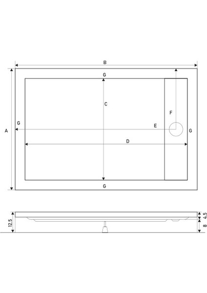 80X80 Drop Oval Monoblok Duş Teknesi (H:12,5 Cm)