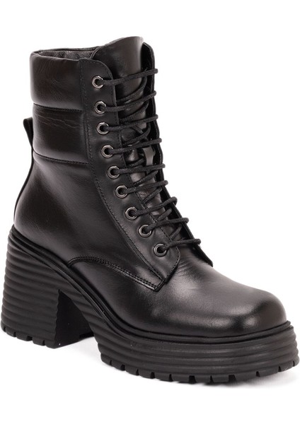 Kadın Hakiki Deri Küt Burun Platform Topuklu Bot indirimleri