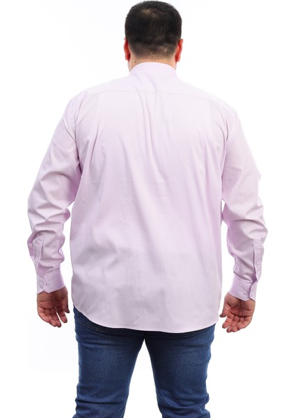 Erkek Büyük Beden Lila Pamuk Düğmeli Yaka Cepli Uzun Kol Gömlek 516 modelleri