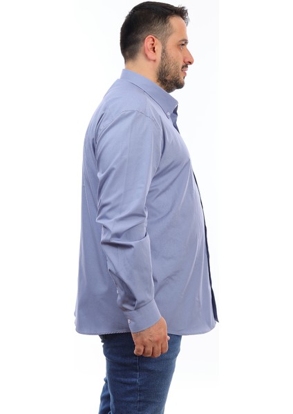 Erkek Büyük Beden Gri Pamuk Düğmeli Yaka Cepli Uzun Kol Gömlek 6258 fiyatları