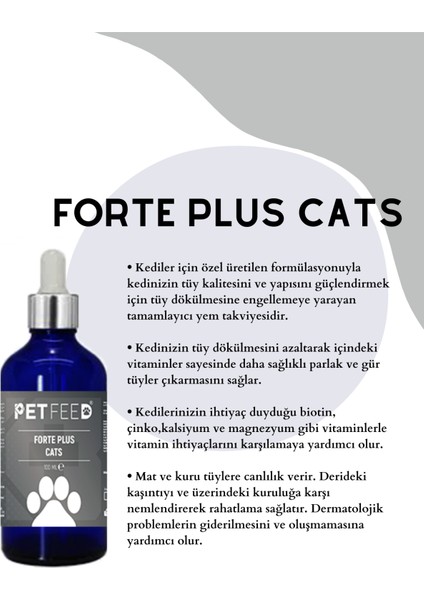 Forte Plus Cats 100 ml (Kedi Için Tüy Sağlığı - Tüy Dökülmesi Önleyici Damla)