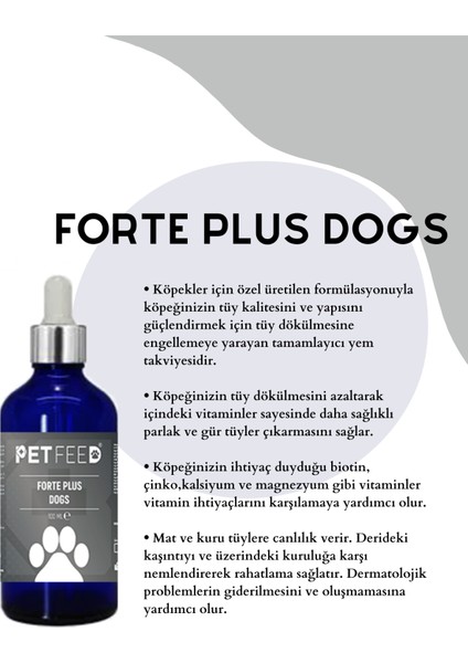 Forte Plus Dogs 100 ml Köpek Için Tüy Sağlığı - Tüy Dökülmesi Önleyici Damla