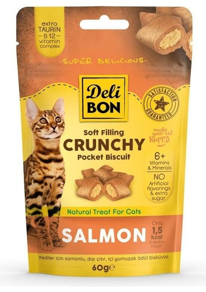 Crunchy Içi Dolgulu Ödül Bisküvisi Somonlu 60GR