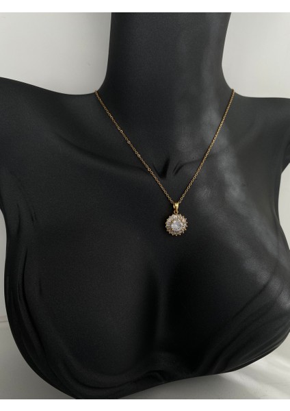 Swarovski Taşlı Gold Çelik Kolye fiyatları