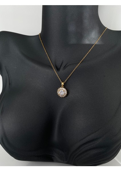 Swarovski Taşlı Gold Çelik Kolye modelleri