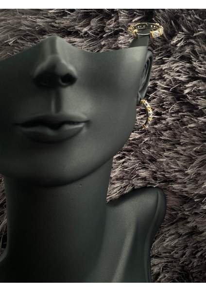 Swarovski Taşlı Tif Altın Model Çift Renk Çelik Küpe
