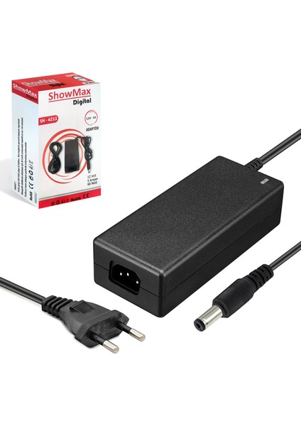 Adaptör 12V 5A 5.5x2.5mm Masa Tip Showmax SH-4211
