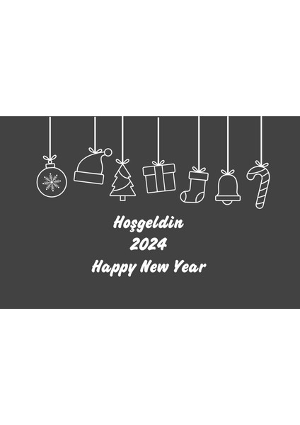 Yeni Yıl Hoşgeldin 2024 Mağaza Duvar Vitrin Cam Sticker modelleri