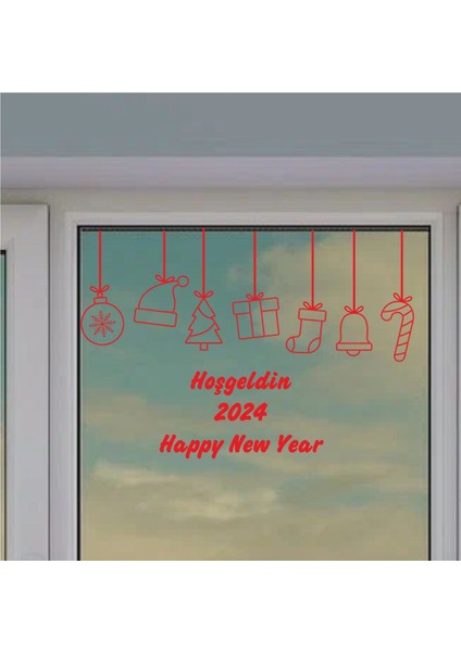 Yeni Yıl Hoşgeldin 2024 Mağaza Duvar Vitrin Cam Sticker fiyatları