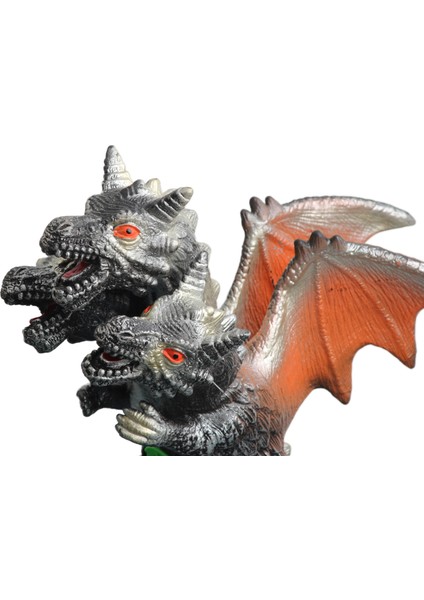 Gerçek Görünümlü Peluş Dolgulu Soft Silikon Kaplı Sesli Kükreyen 3 Başlı Ejderha Dinozor Oyuncak Dev indirimleri