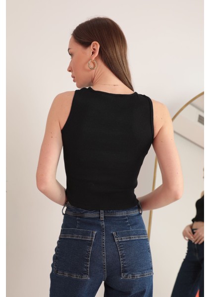Kaşkorse Kumaş Önü Halkalı Kadın Bluz-Siyah modelleri