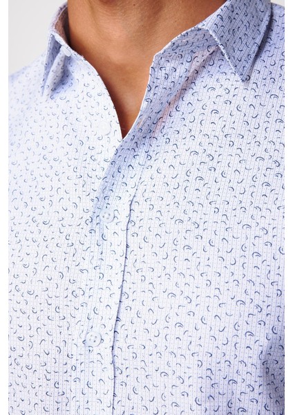 Slim Fit Dar Kesim Desenli Pamuklu Kolay Ütülenebilir Beyaz Erkek Gömlek fırsatları