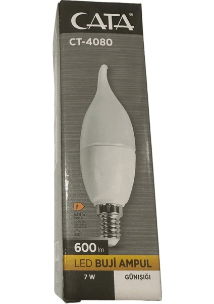 CT-4080 7W 3200K (Günışığı) E14 Duylu LED Kıvrık Buji Ampul (4 Adet)