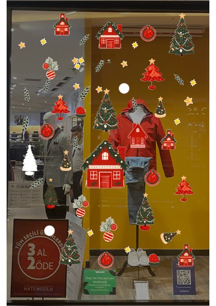 Yılbaşı Süslemesi Ev Cam Vitrin Için Yeni Yıl Çocuk Bebek Odası Sticker Seti modelleri