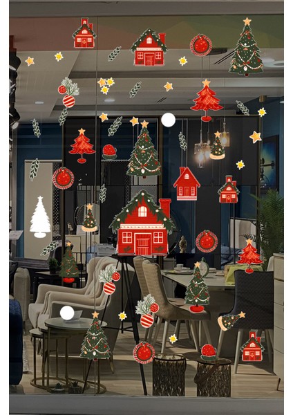 Yılbaşı Süslemesi Ev Cam Vitrin Için Yeni Yıl Çocuk Bebek Odası Sticker Seti fırsatları