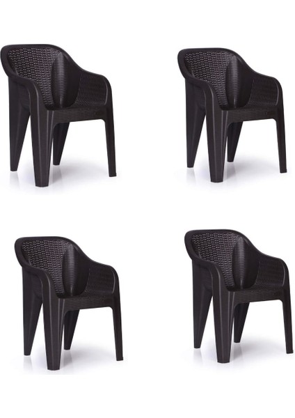Rattan 4'lü Lüx Bahçe&balkon Sandelye kahve