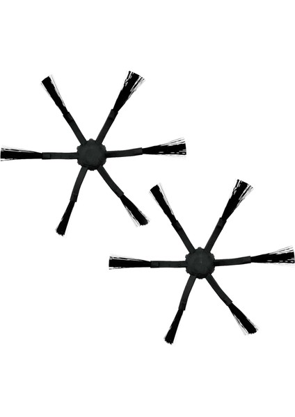 Xiaomi Uyumlu Mop 2 Pro, Mop 2 Ultra, Mop Pro 2+ 3D Robot Süpürge 2li 6 Kollu Yan Fırça Siyah