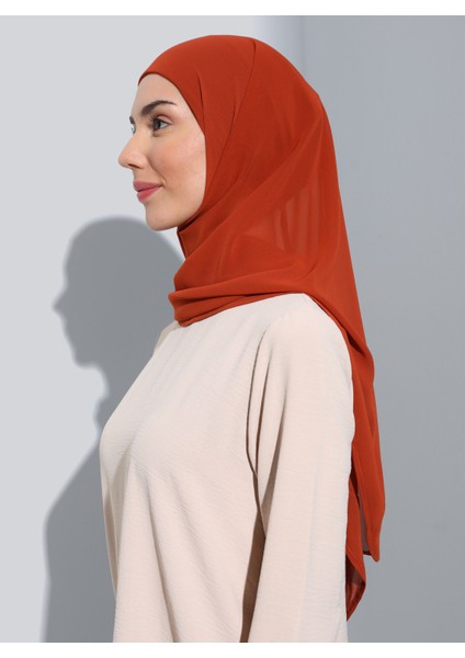 ST103-BONELİ Şifon Oval Eşarp 32 Kiremit - Kiremit - Ecardin