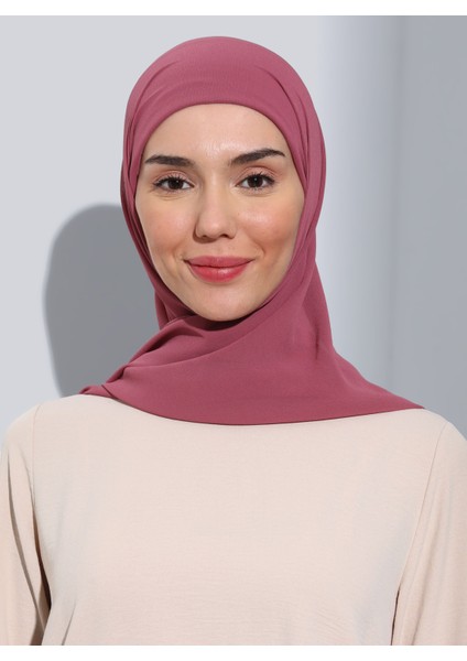 ST103-BONELİ Şifon Oval Eşarp 55 Bögürtlen - Gul Kurusu - Ecardin