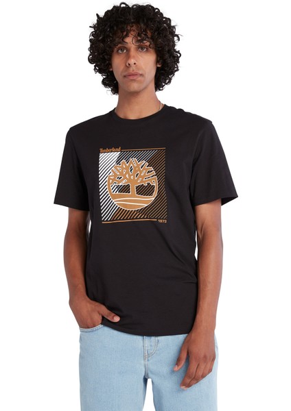 Siyah Erkek Bisiklet Yaka T-Shirt TB0A663S0011_SS Logo Graphıc Tee