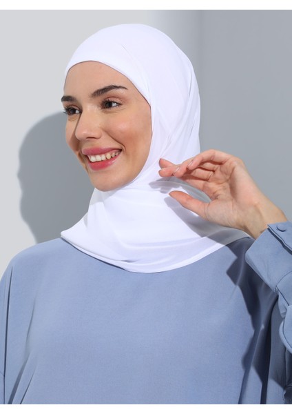 ST103-BONELİ Şifon Oval Eşarp 02 Beyaz - Beyaz - Ecardin