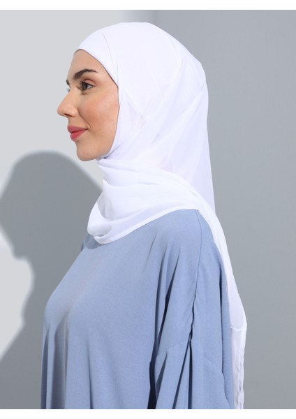 ST103-BONELİ Şifon Oval Eşarp 02 Beyaz - Beyaz - Ecardin fiyatları