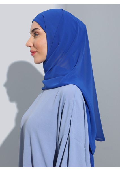 ST103-BONELİ Şifon Oval Eşarp 14 Saks - Saks Mavisi - Ecardin fiyatları