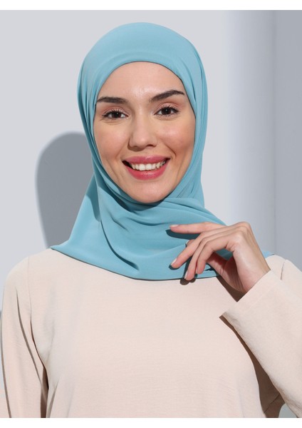 ST103-BONELİ Şifon Oval Eşarp 45 Mint - Mint Yeşili - Ecardin
