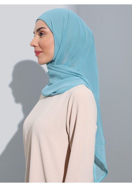 ST103-BONELİ Şifon Oval Eşarp 45 Mint - Mint Yeşili - Ecardin