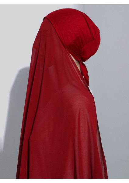 ST103-BONELİ Şifon Oval Eşarp 06 Bordo - Bordo- Ecardin modelleri