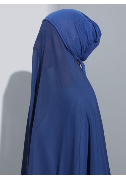 ST103-BONELİ Şifon Oval Eşarp 41 Indigo Mavi- Indigo - Ecardin modelleri