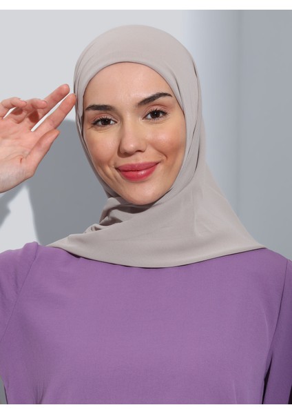 ST103-BONELİ Şifon Oval Eşarp 53 Taş- Taş Rengi - Ecardin modelleri