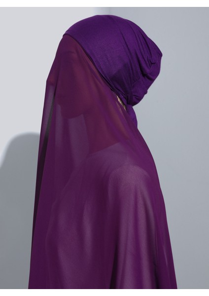 ST103-BONELİ Şifon Oval Eşarp 19 Mor - Mor - Ecardin modelleri