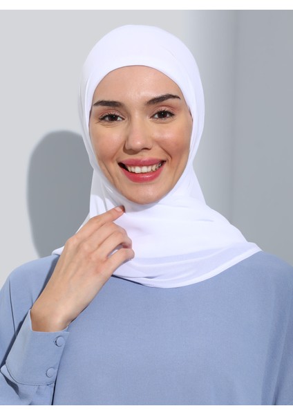 ST103-BONELİ Şifon Oval Eşarp 02 Beyaz - Beyaz - Ecardin fırsatları