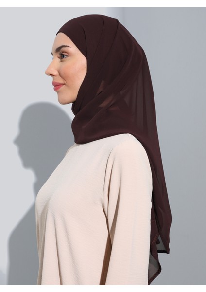 ST103-BONELİ Şifon Oval Eşarp 08 Açık Kahve- Açık Kahve - Ecardin