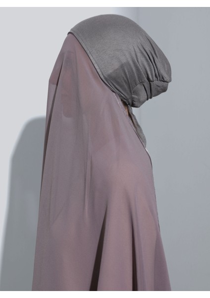 ST103-BONELİ Şifon Oval Eşarp 64 Kül Gri - Gri- Ecardin modelleri