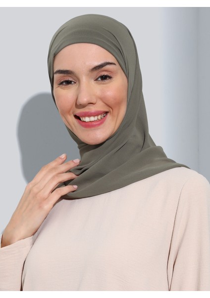 ST103-BONELİ Şifon Oval Eşarp 40 Kına Yeşil - Yeşil - Ecardin modelleri