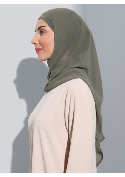 ST103-BONELİ Şifon Oval Eşarp 40 Kına Yeşil - Yeşil - Ecardin fırsatları